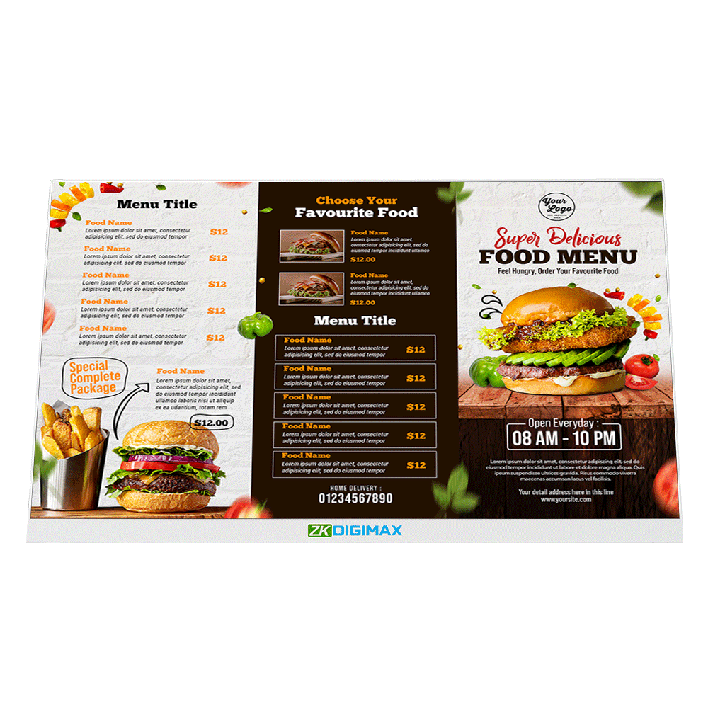24" Desktop Display zkdigimax mock food menu centered